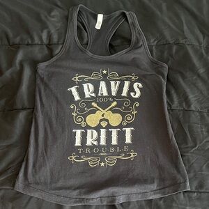 Travis Tritt Women's Black and Gold Tank Top
